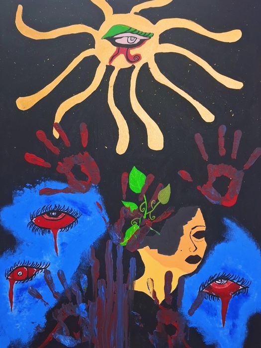Born from Darkness / Baran Keykhai / 60 × 80 cm / 2026 / Acrylic / $3,000