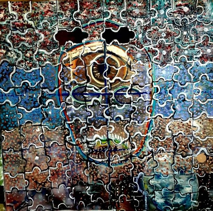 A Puzzle of the World / Gholamreza Chamaniyaz / 150 × 150 cm / 2023 / Oil Paint / $1,000