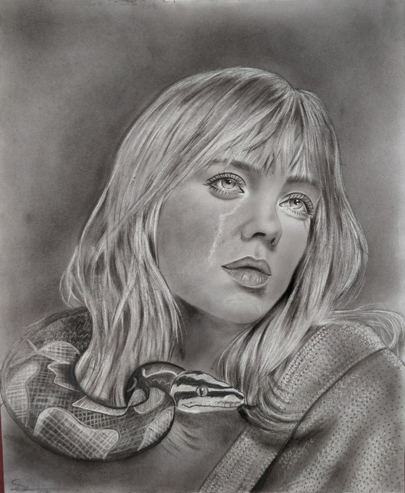Billie Eilish / Setayesh Hosseini / A3 / 2026 / Black-and-White Drawing / $600