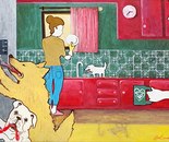 Family Life / Amir-Hosein Oruji Borujeni / 46 × 31 cm / 2026 / Gouache and Acrylic on Heavyweight Paperboard / $800
