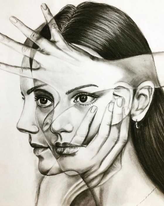 Contradiction / Ghazal Dehdarnasab / 30 × 42 cm / 2024 / Graphite Drawing / $100