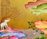 Dances with Sunrise / Elham Ghanadian / 24 × 15 cm / 2024 / Gouache and Watercolor on Cardboard, Hyper Artist Colors Medium / $330