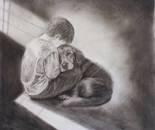 A Friend Without Words / Havan Yaseri / 50 × 45 cm / 2026 / Charcoal and Graphite Drawing / Price not provided