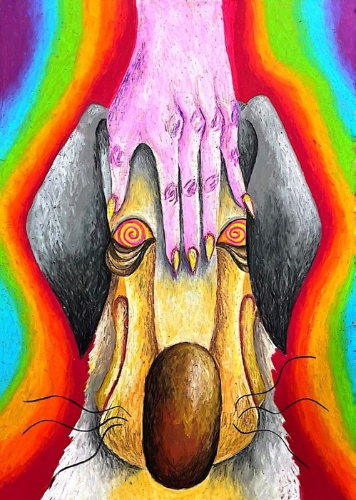 The Touch of Surrender / Shakila Ghaffari Ghahfarrokhi / 50 × 70 cm / 2026 / Oil Pastel / Price not provided
