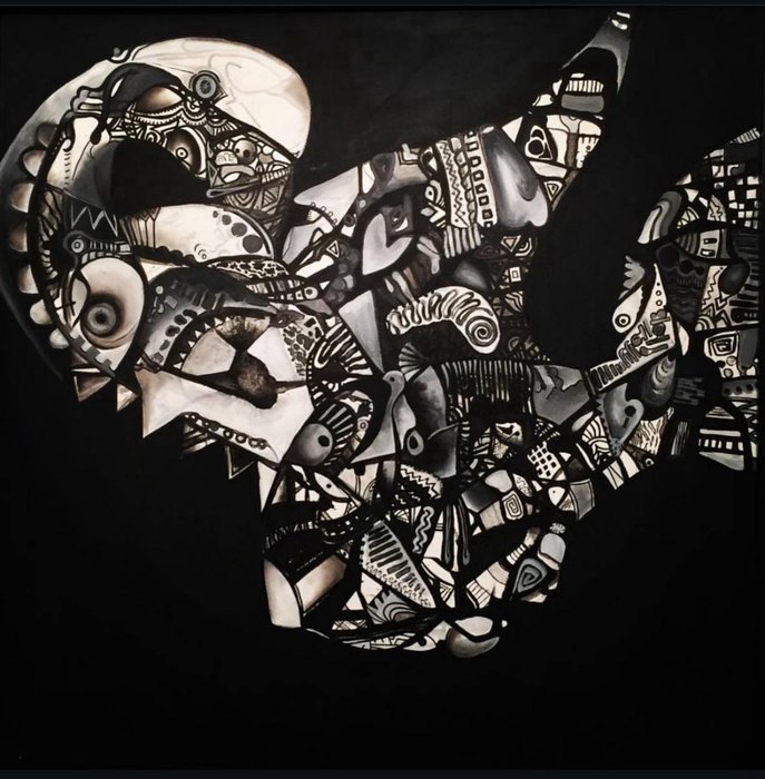 Divine Alteration / Shamin Farahani / 100 × 100 cm / 2024 / Oil Painting / $700