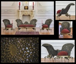 Mehdi Fayez/ Technique: Carving On Walnut & Beech wood/ Three-Seater Sofa Size: 100*200*80 Cm Singel-Seater Sofa Size: 100*100*80 Cm/ Price: 70,000$