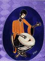 Playing djembe drum