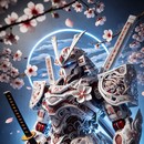 “Samurai Blossom: Guardian of the Lunar Path”