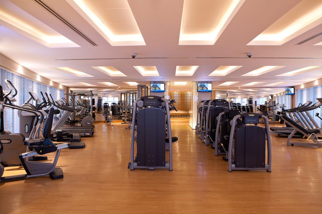 The well equipped gym at the Aparthotel