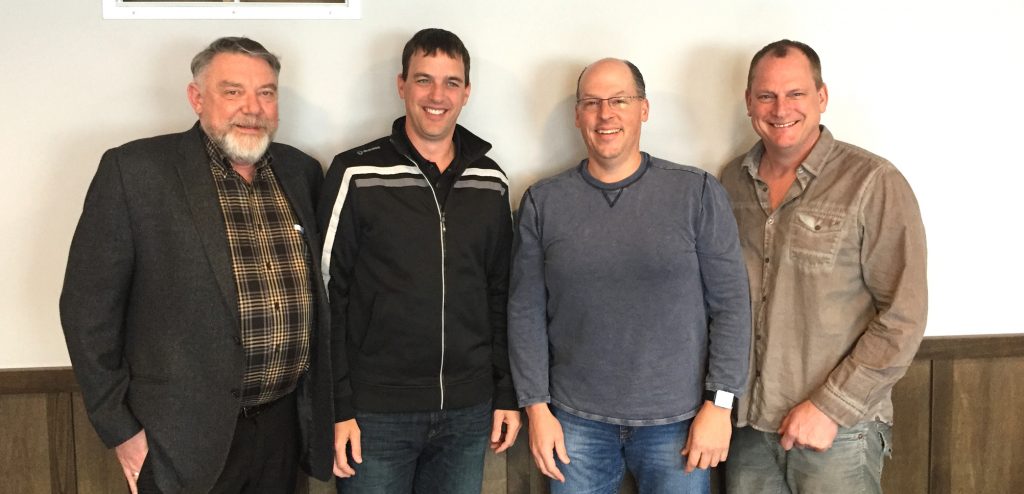 Canex Senior management: Bruce Kehlor, President, at left, Brian DeVisser, Contractor Sales, Bruce Van den Brink CPA, Finance and Operations Manager, and Brian Wierks, Contract Sales Manager. Photo: Submitted.