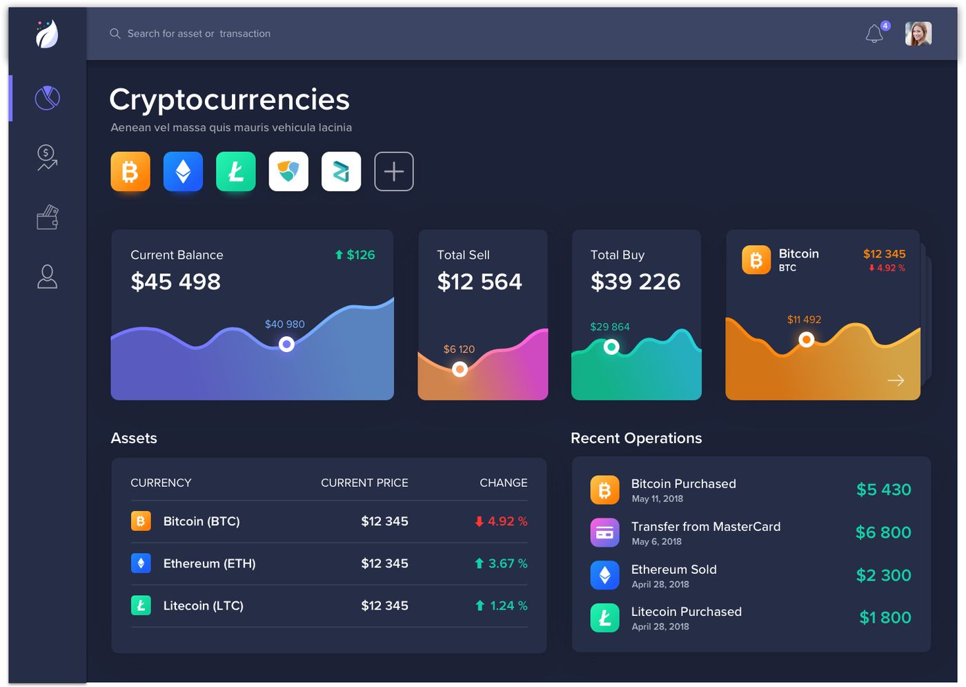 Bestfolios - Crypto Dashboard Web | Dark