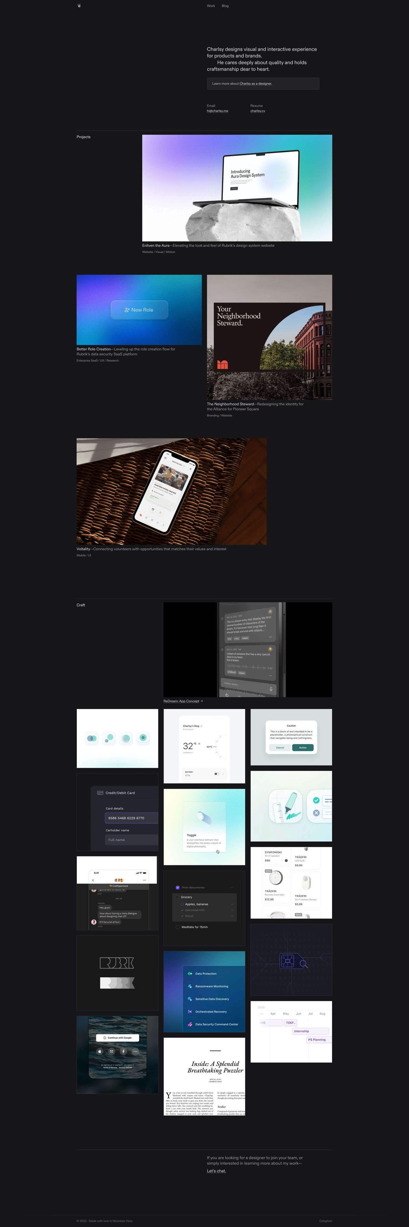 Chaley Yang Open Portfolio Website