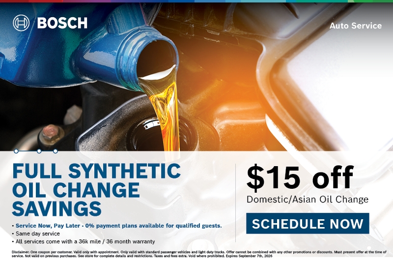 Bosch Auto Service Domestic/Asian Oil Change Coupon Bosch Auto Service Domestic/Asian Oil Change Coupon