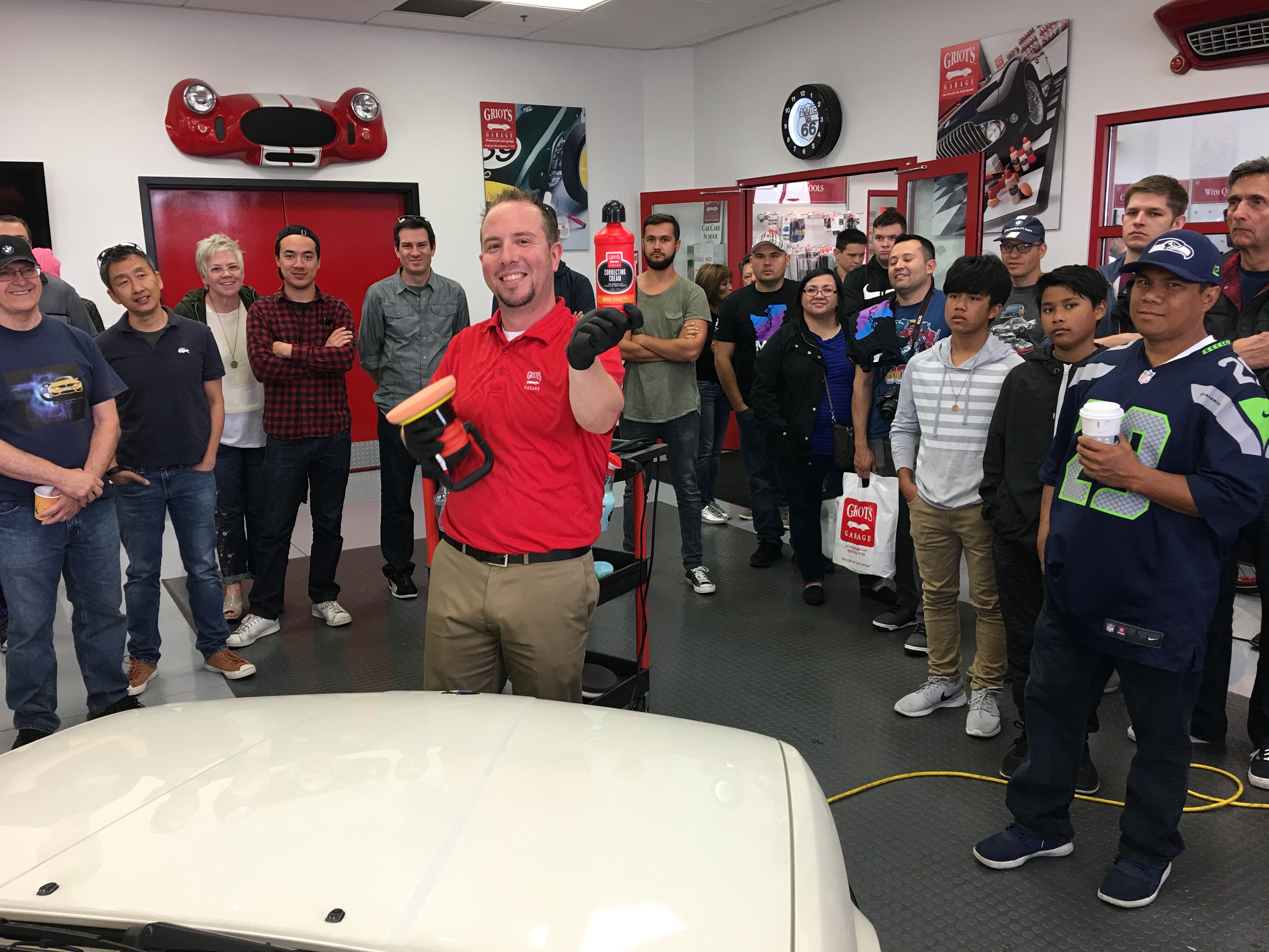 Guy Devivo teaching a BMW Tech Demo at Griot's Garage. Photo by Steve Libby