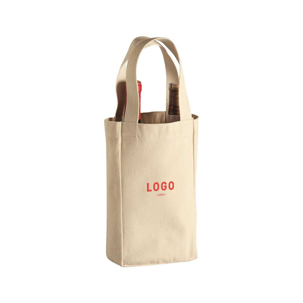 130233 cotton double wide wine tote one color one location imprint