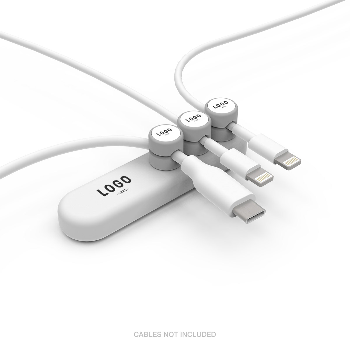 130218 magnetic cable organizer full color imprint on base and holders