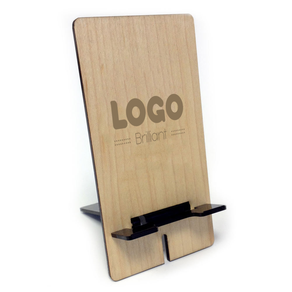 137886 wooden phone stand one location laser engraved