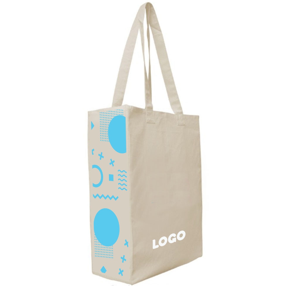 137877 accent cotton tote full color digital print on both gusset sides and one color print on front