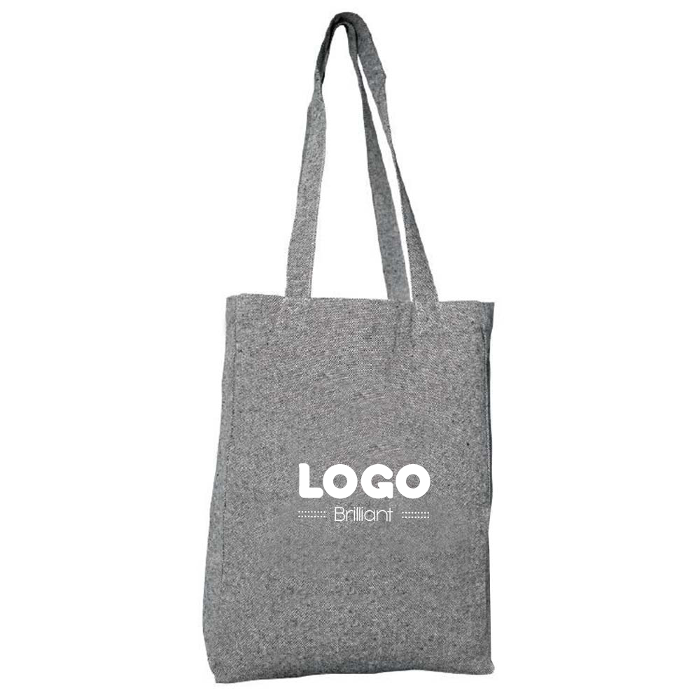 134813 tweed gray cotton tote one color one location imprint