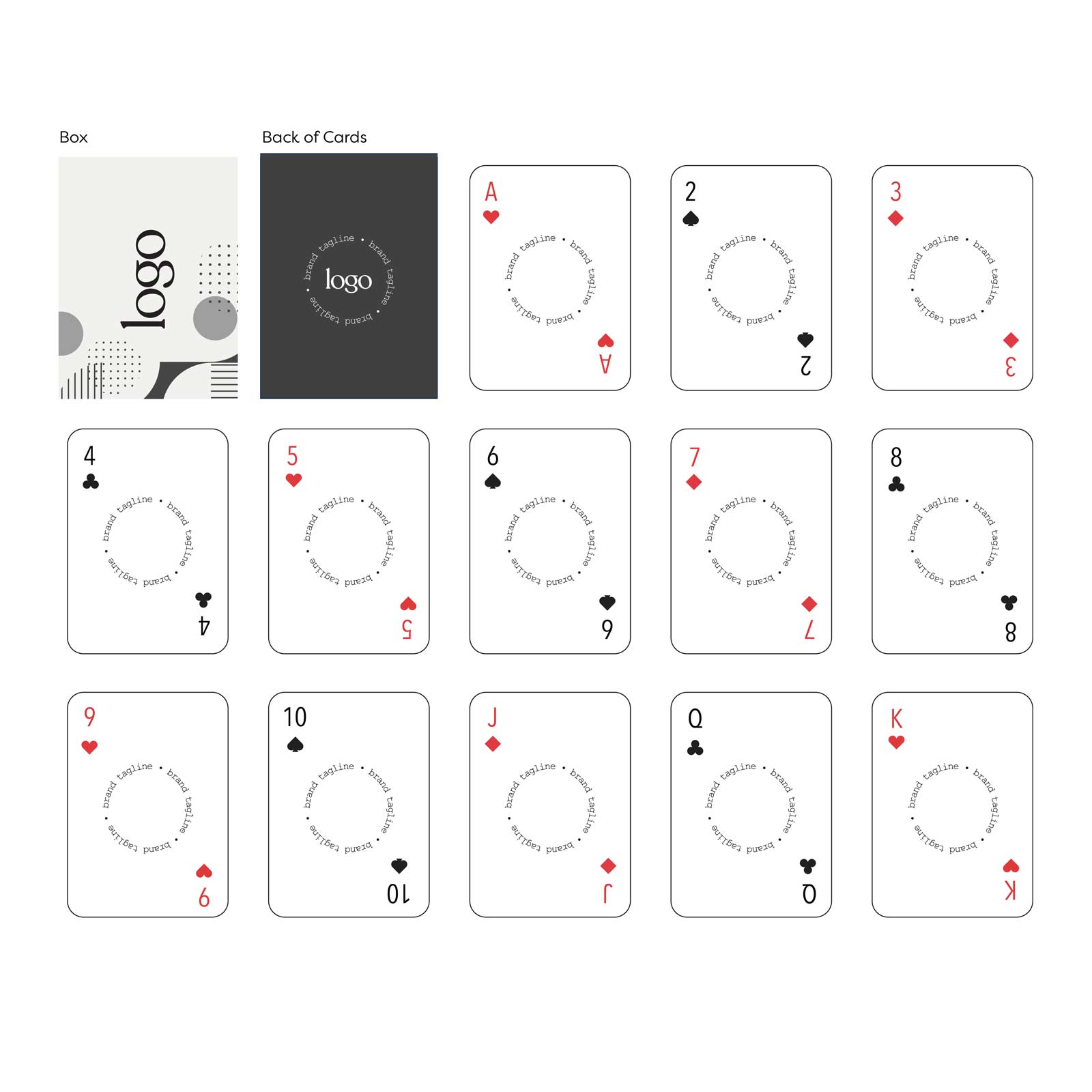 242946 custom playing card deck full color full bleed digital imprint one back design unique design for each card front clear acetate box