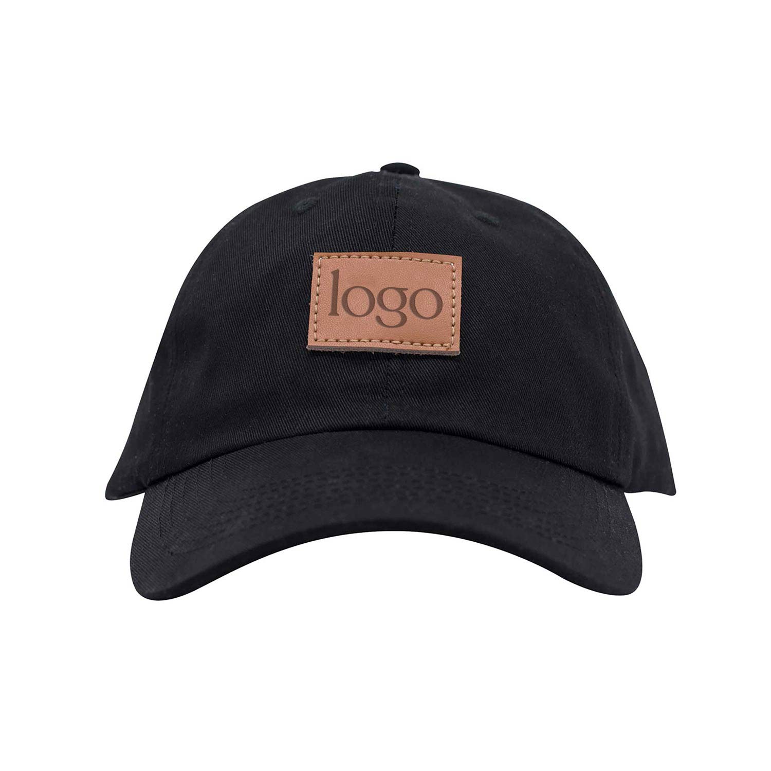 243693 hoffman dad hat leather laser etched patch or full color imprint on black vegan leather patch