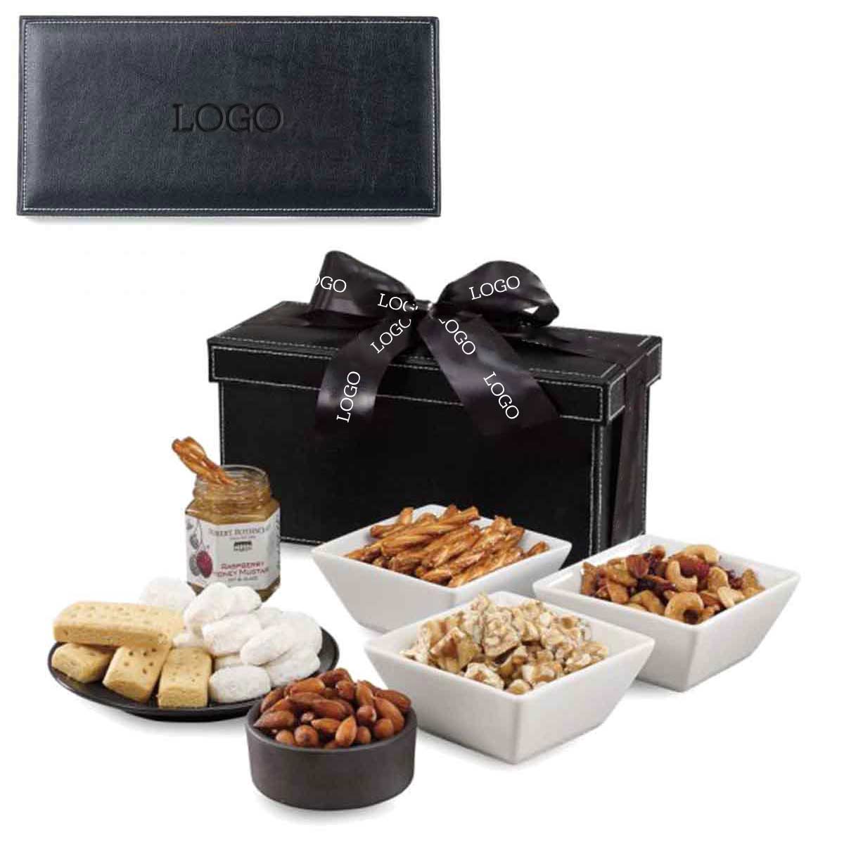 243015 spry gourmet snack box deboss one location foil stamped ribbon