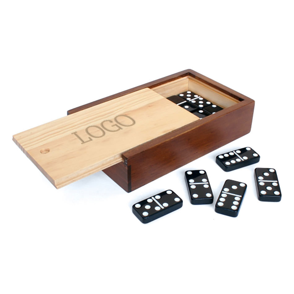 250789 dominoes game set one location laser engraved or one color imprint