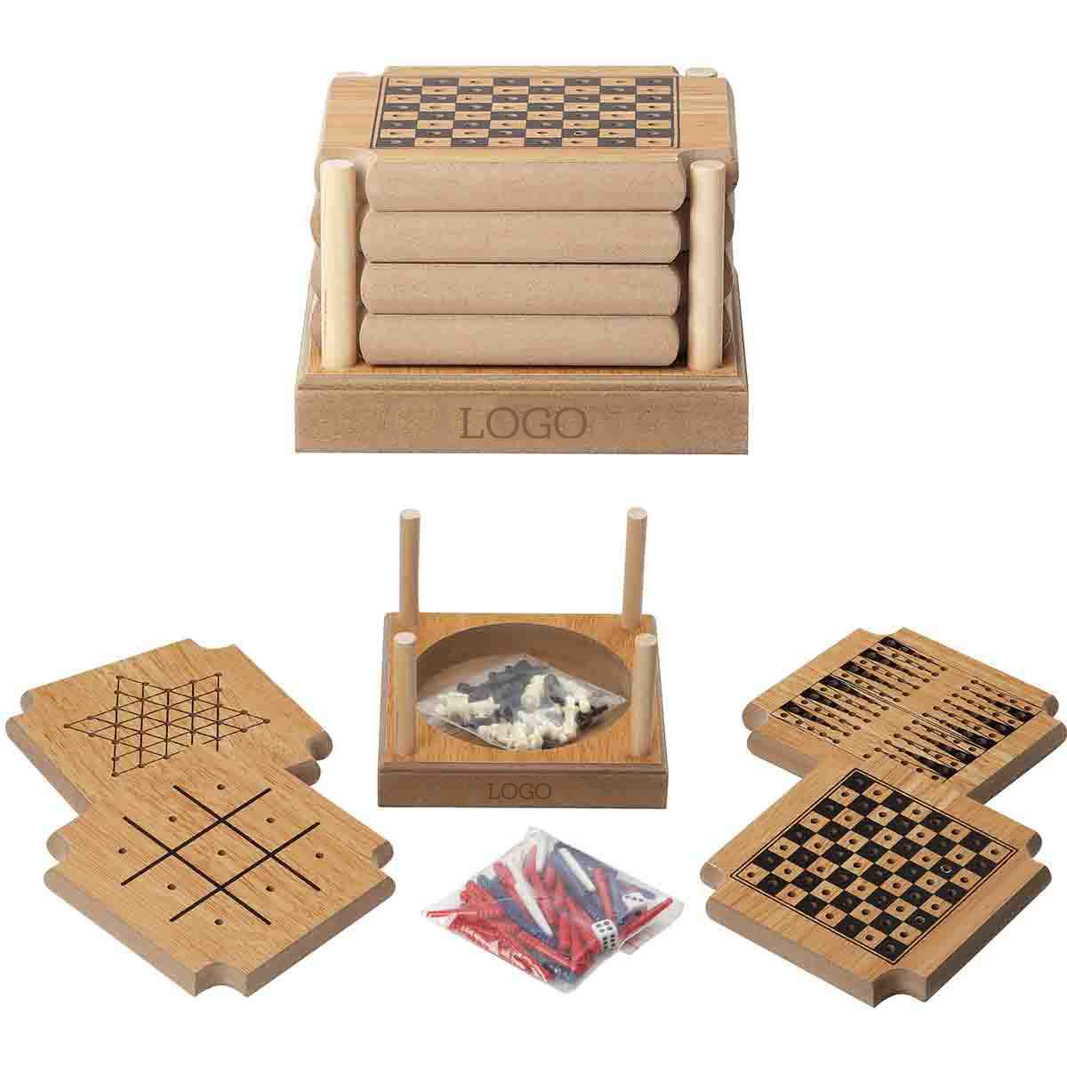 250771 coaster game set laser engraved one location