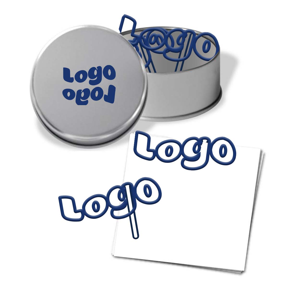 267914 logo paperclips custom shaped paperclip one color imprint on lid