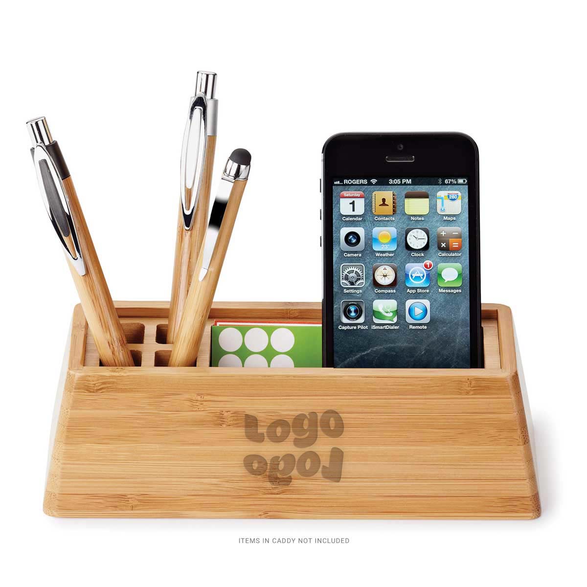 269304 bamboo desk caddy one location laser engraved