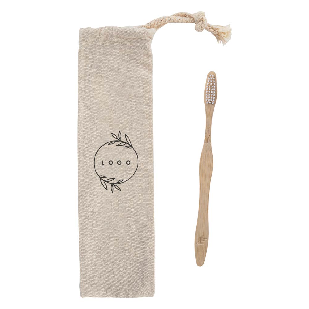 289316 sustain bamboo toothbrush and puch laser engraving on toothbrush one color silkscreen on pouch