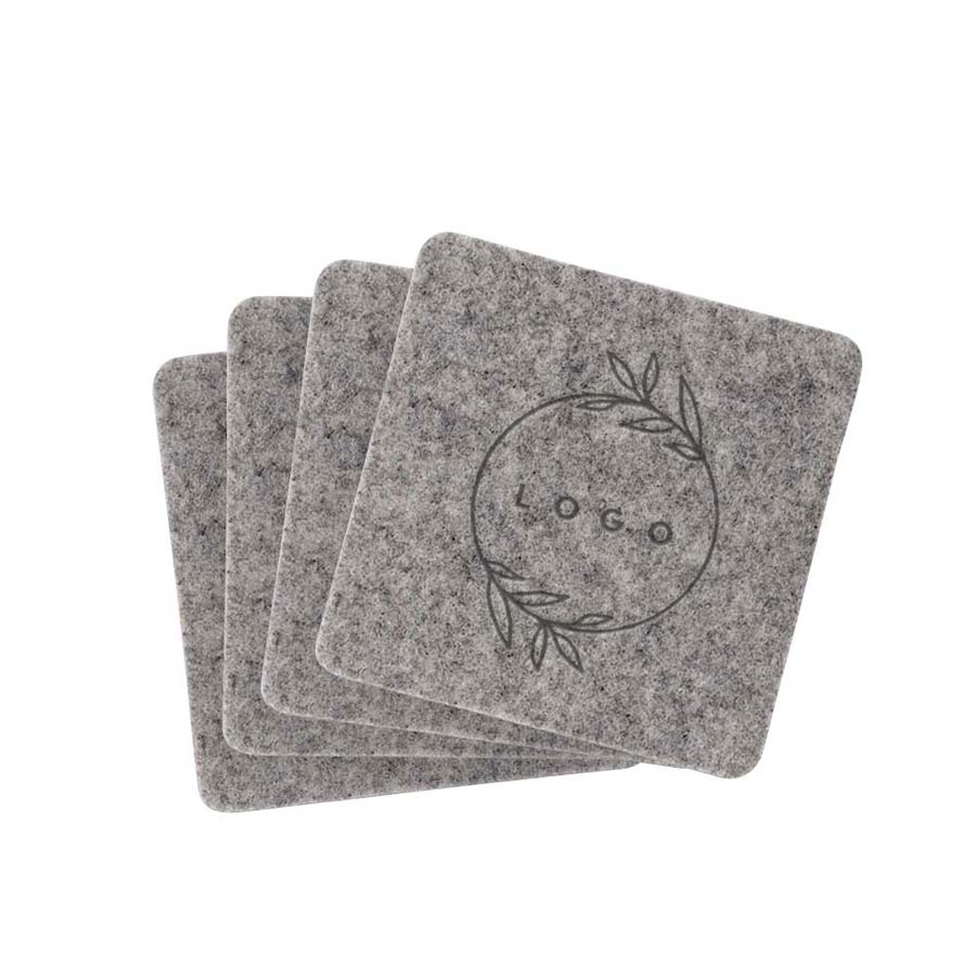 287070 recycled felt coaster set one location laser etched