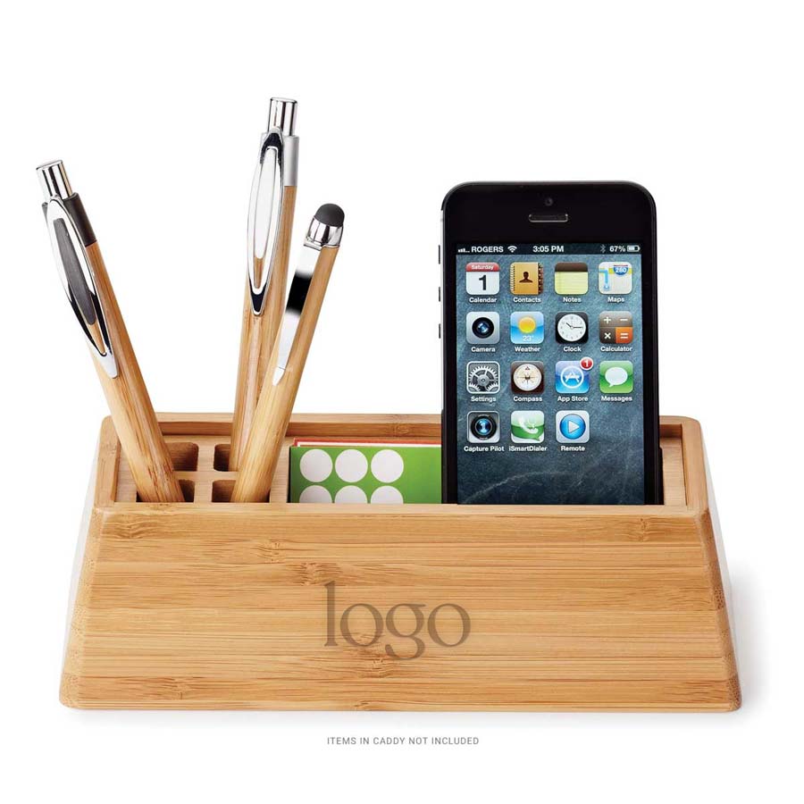 298558 bamboo desk caddy one location laser engraved