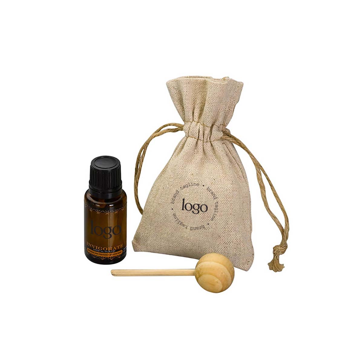 298548 zen diffuser travel set one color imprint bag and full color imprint on bottle