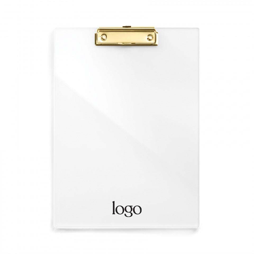 303143 clear acrylic and gold clipboard one color imprint