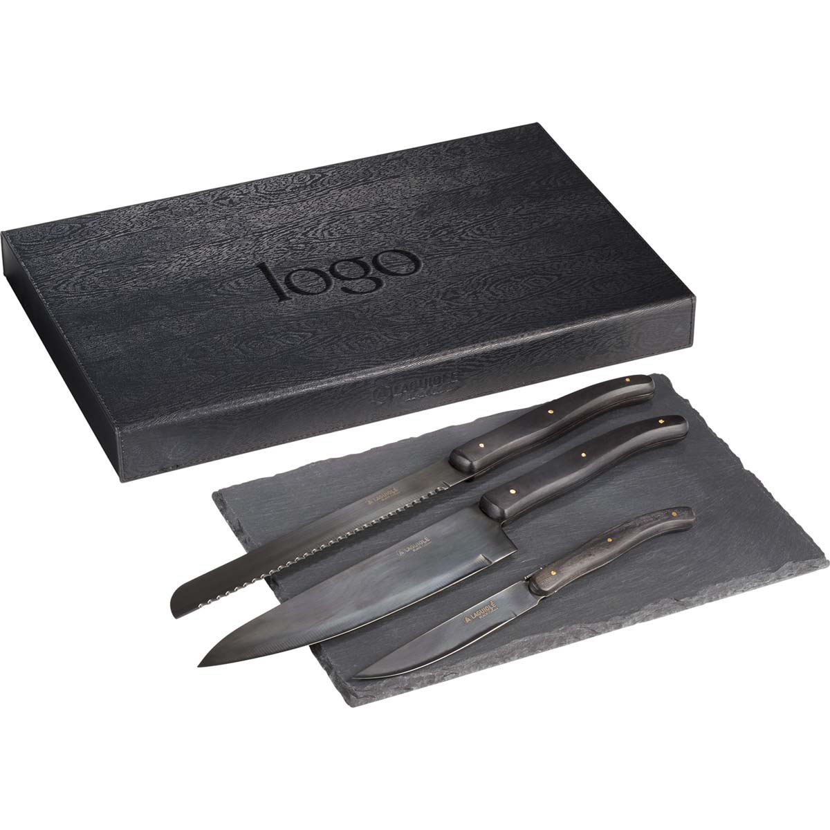 303144 knife cutting board set deboss on lid