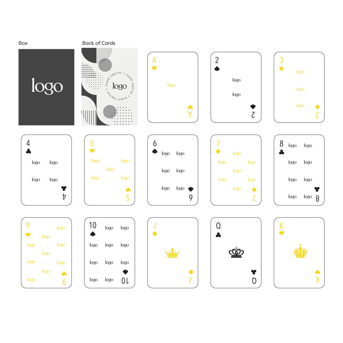 302311 custom playing card deck full color full bleed digital imprint one back design unique design for each card front clear acetate box