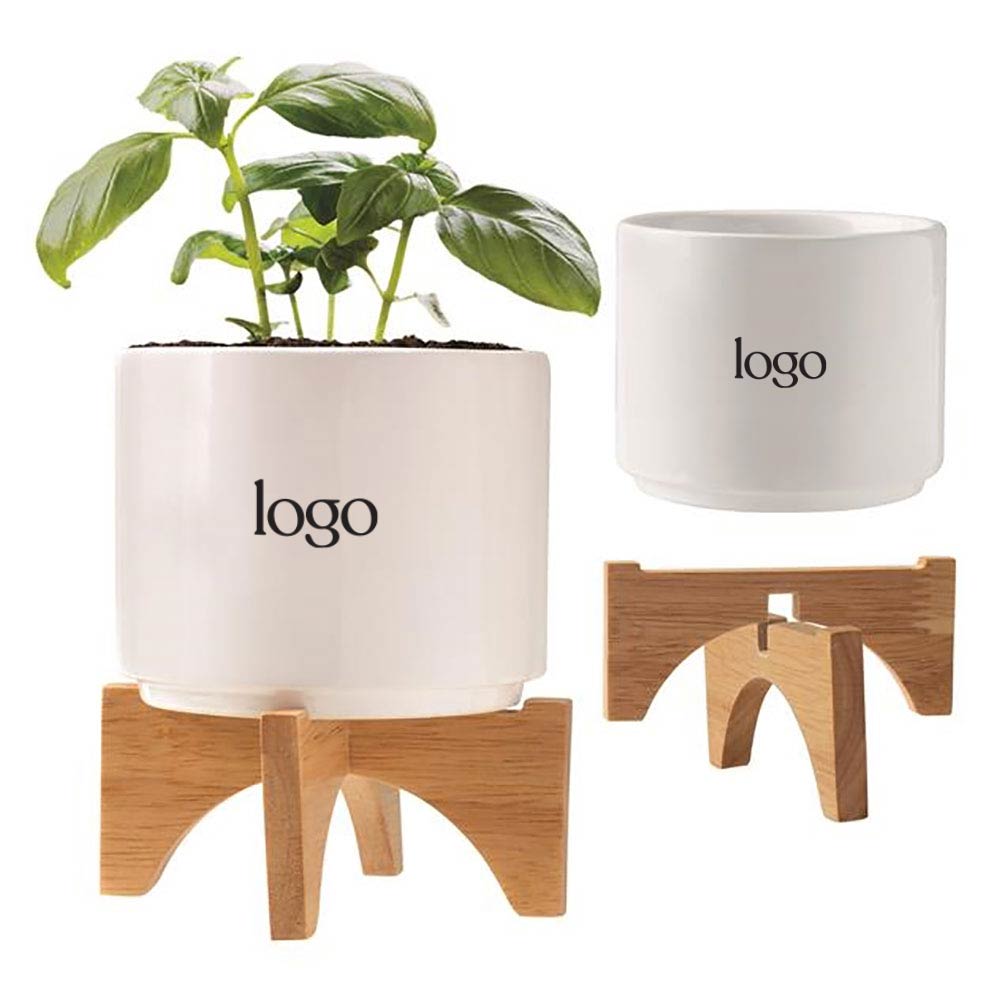 302644 mini ceramic planter set one color one location imprint