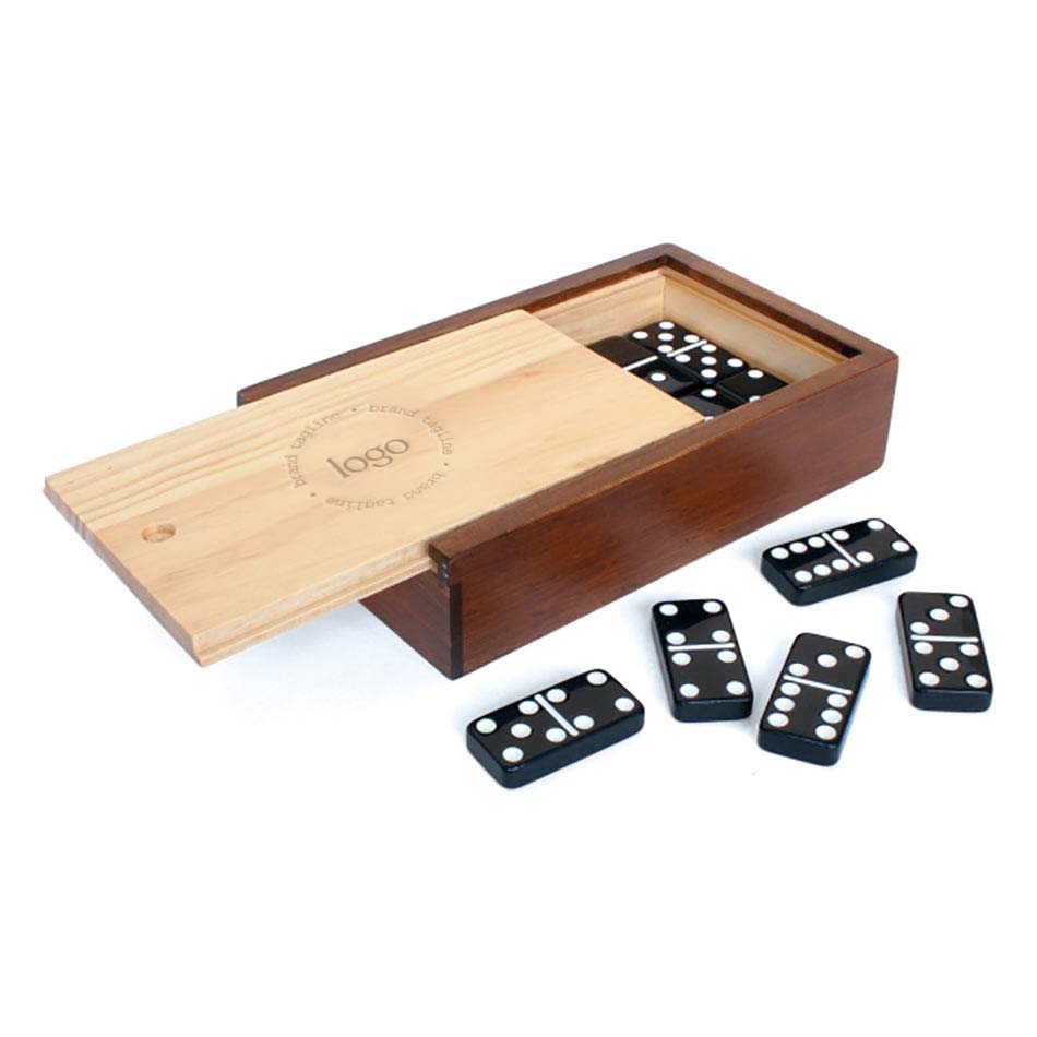 302924 dominoes game set one location laser engraved or one color imprint