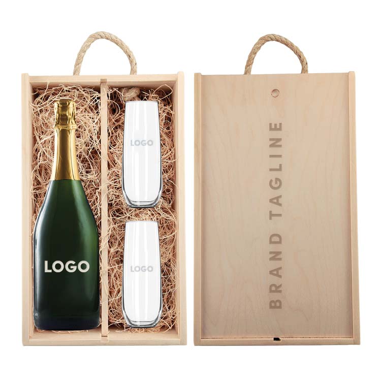 313700 etched champagne set with engraved wood box laser etching with one color fill on glasses laser engraving on box
