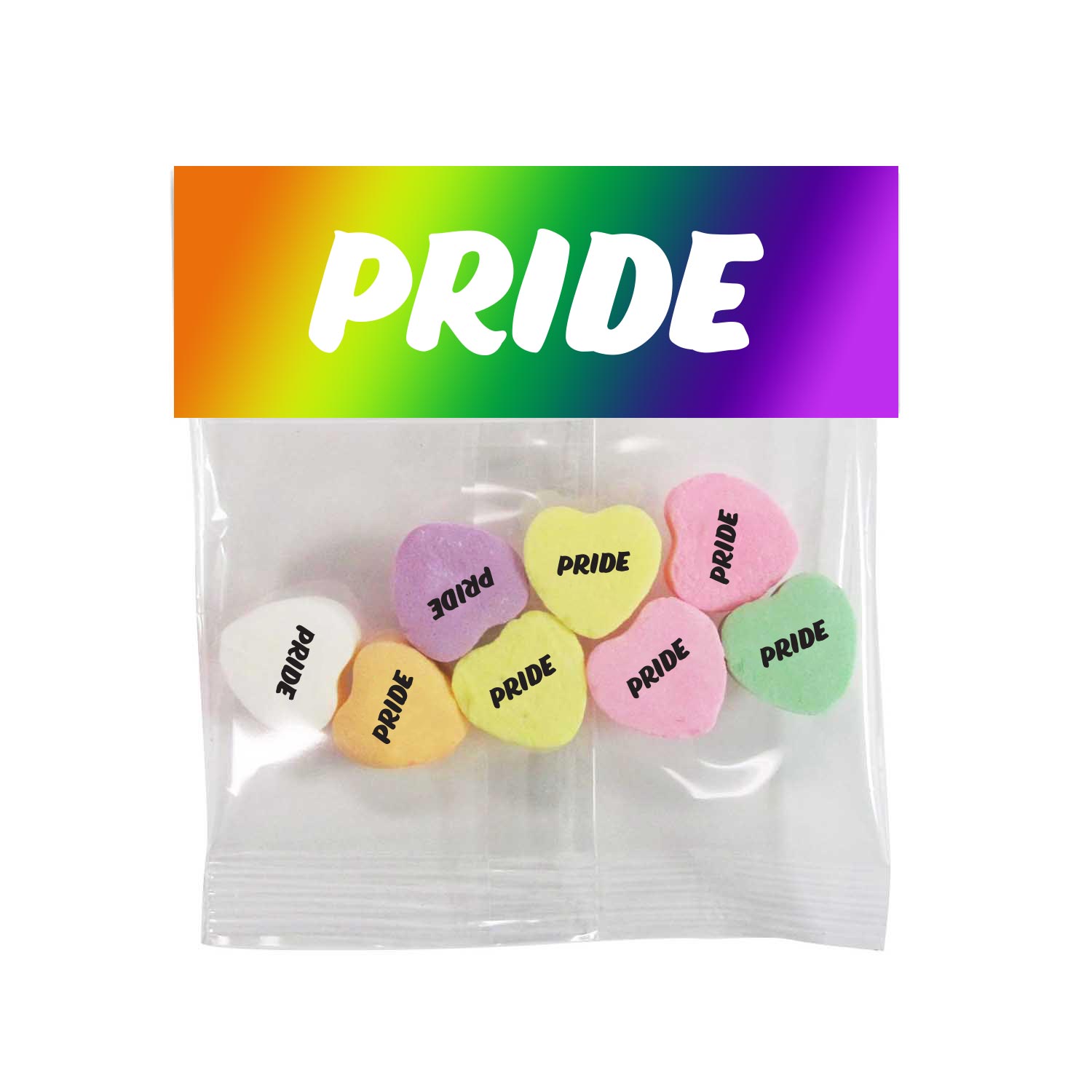 315567 small header bag with imprinted hearts full color digital header card up to 5 different messages on candy