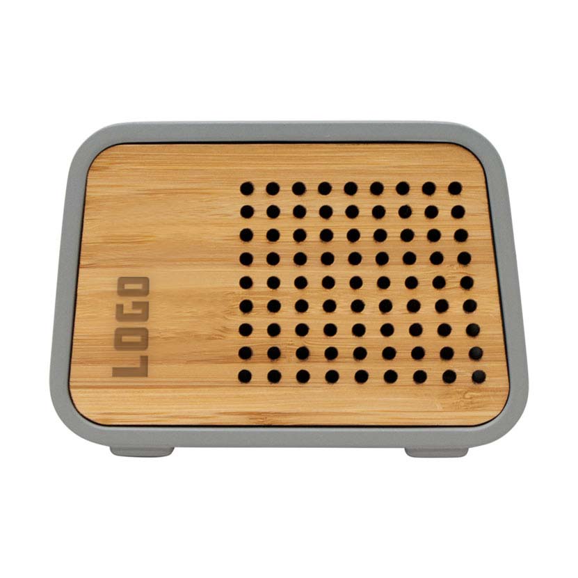 361688 concrete speaker and wireless charger laser engraved on bamboo plate