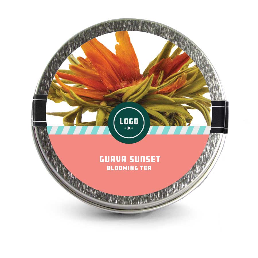 353197 mini blooming tea tin full color label
