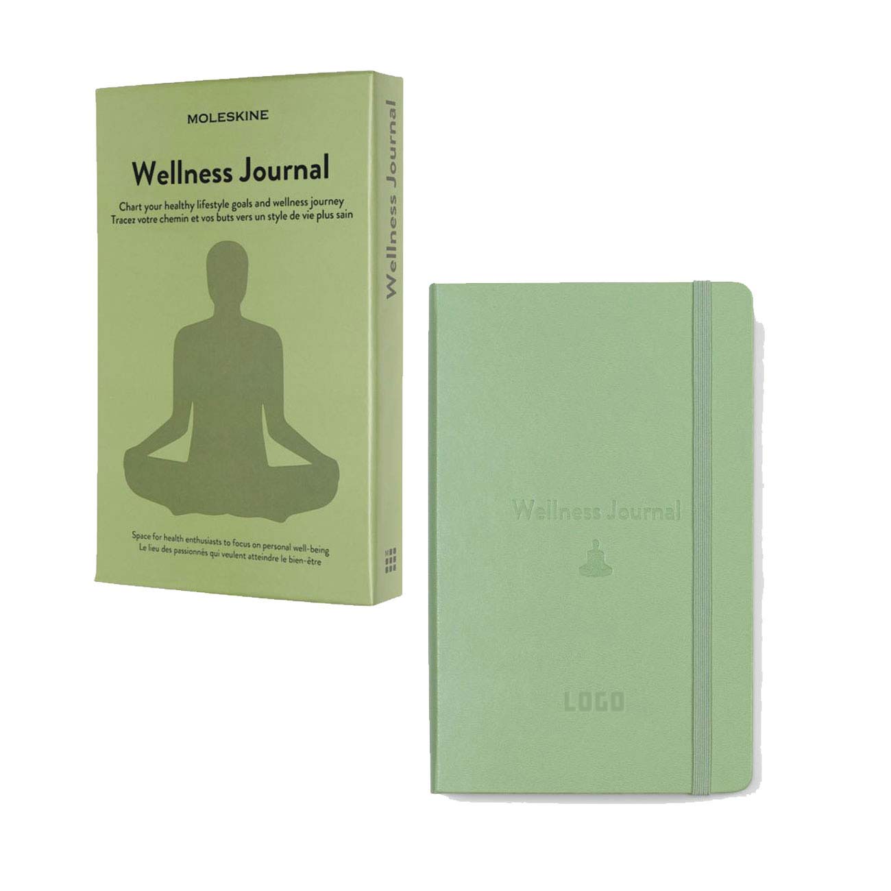 356157 wellness hardcover journal one location blind deboss