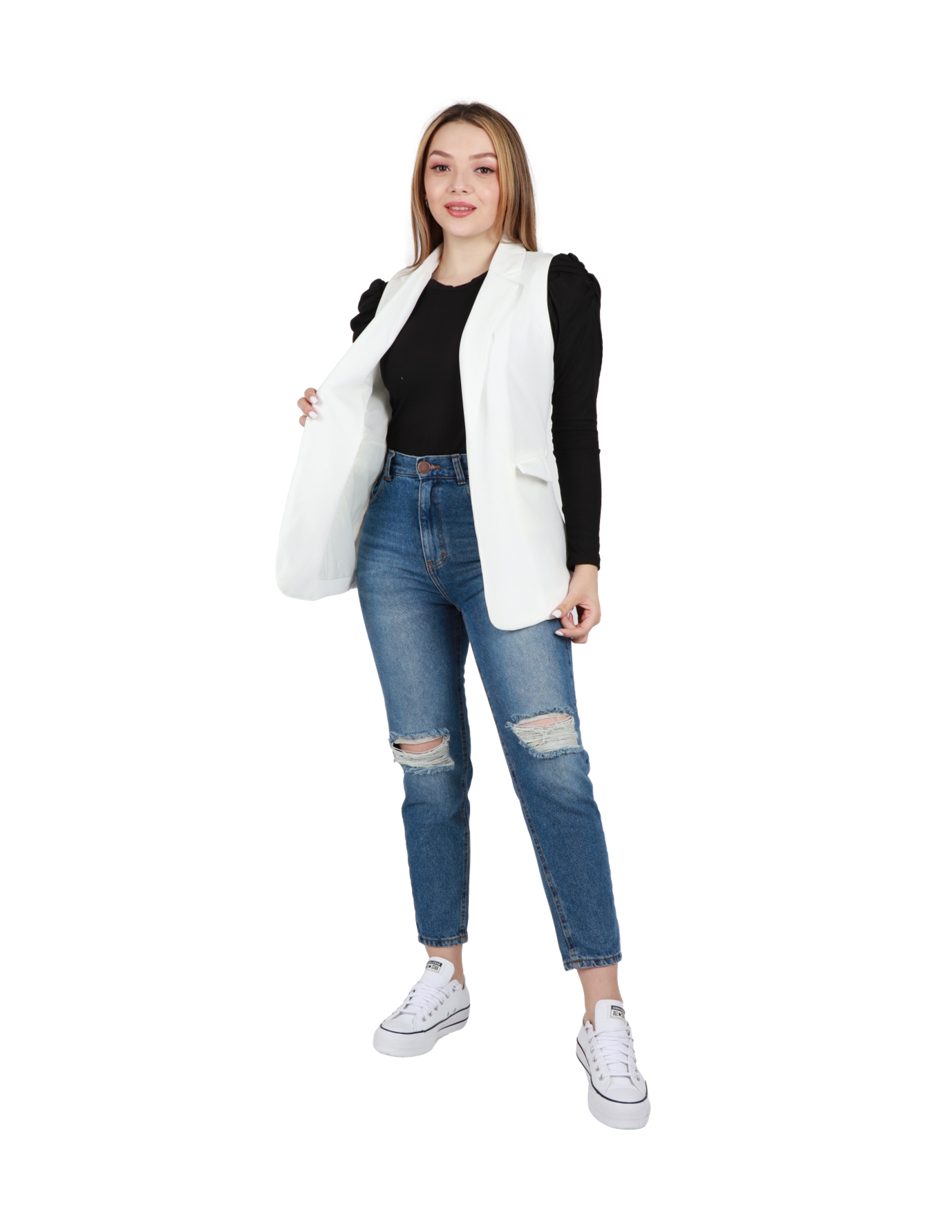 Chaleco De Peluche Blanco Mujer Chaleco Mujer Invierno Cuello Alto