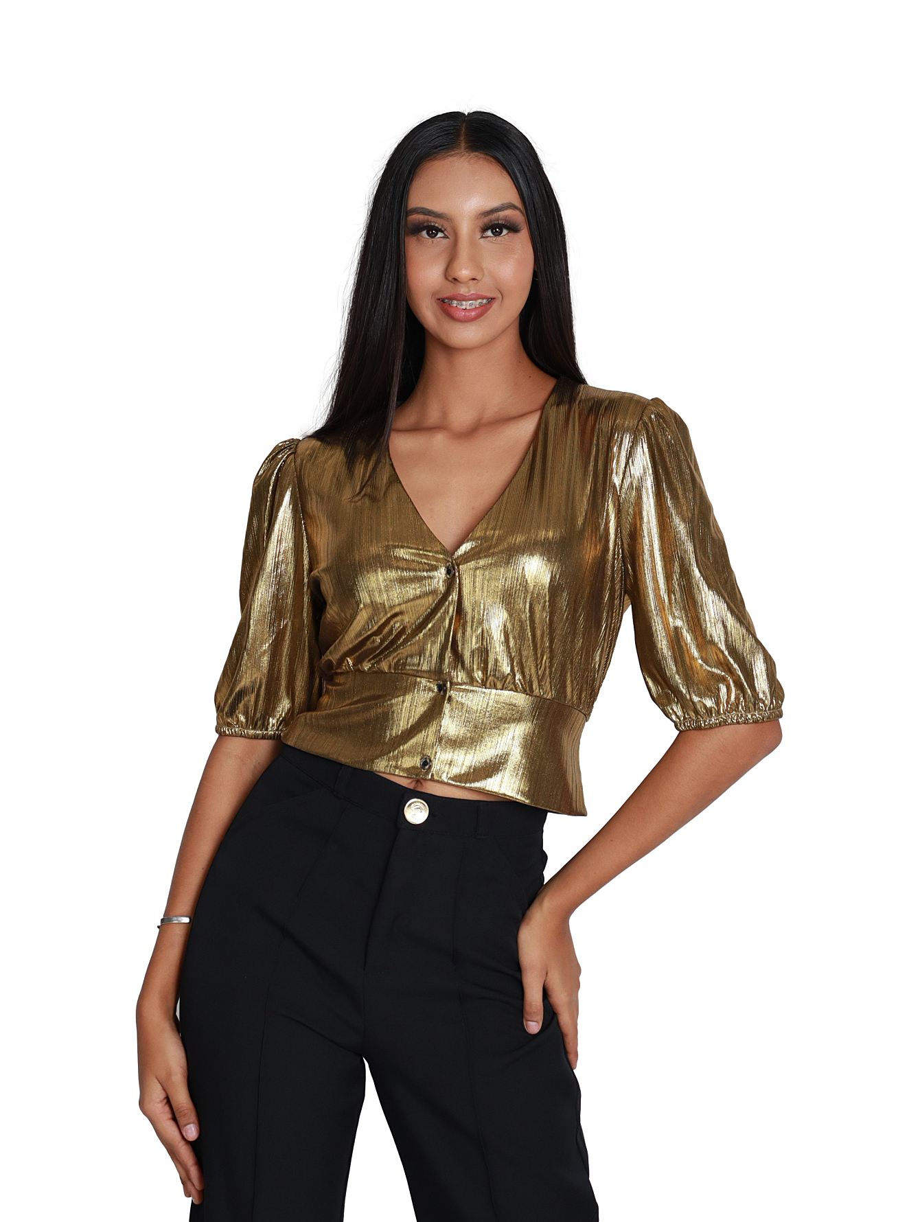 Outfits Blusas Doradas Juveniles Color Dorado Blusa Transparente