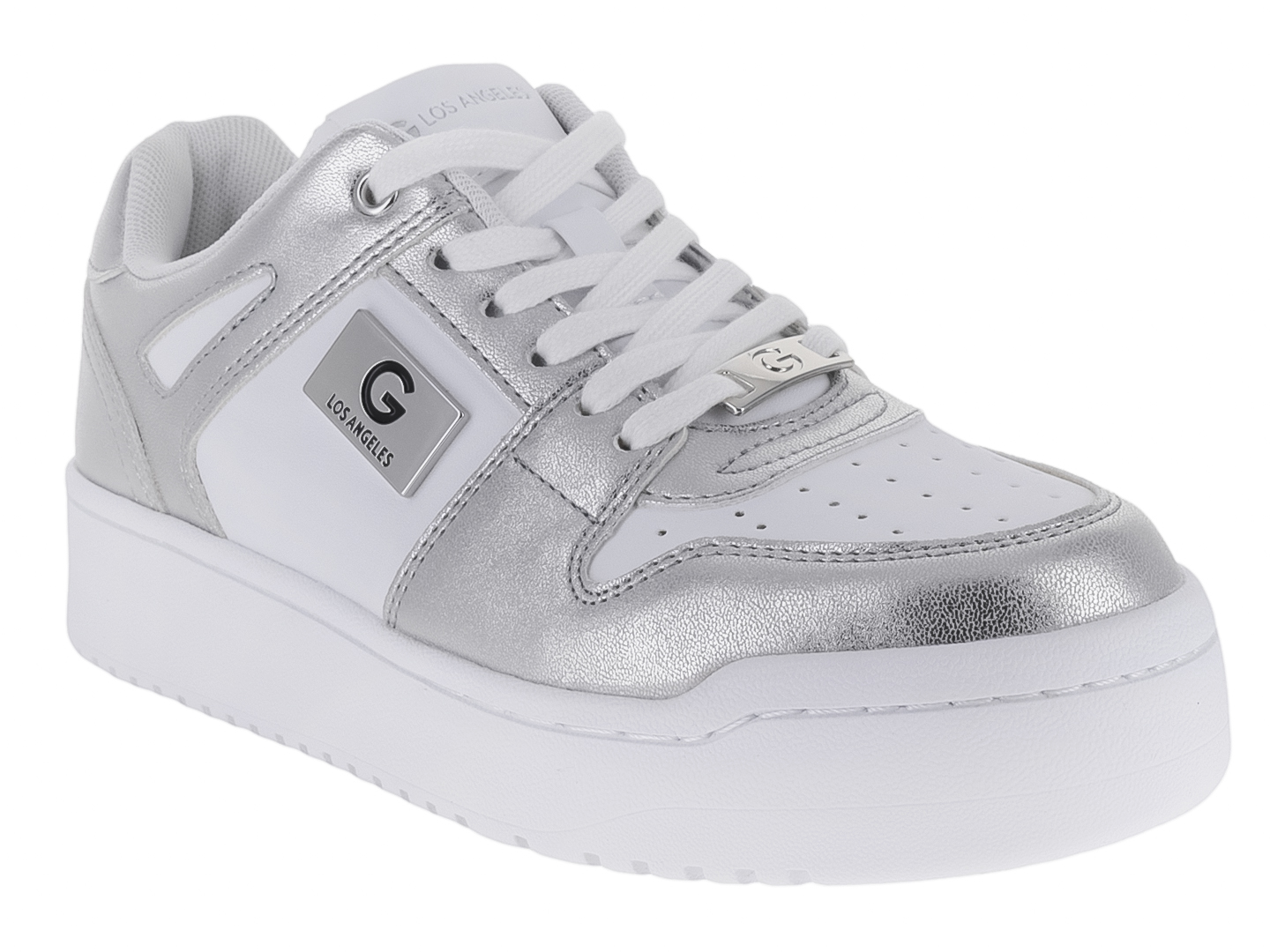 Tenis Blancos Tenis Guess Plateados Calzzapato Tenis Guess Mujer