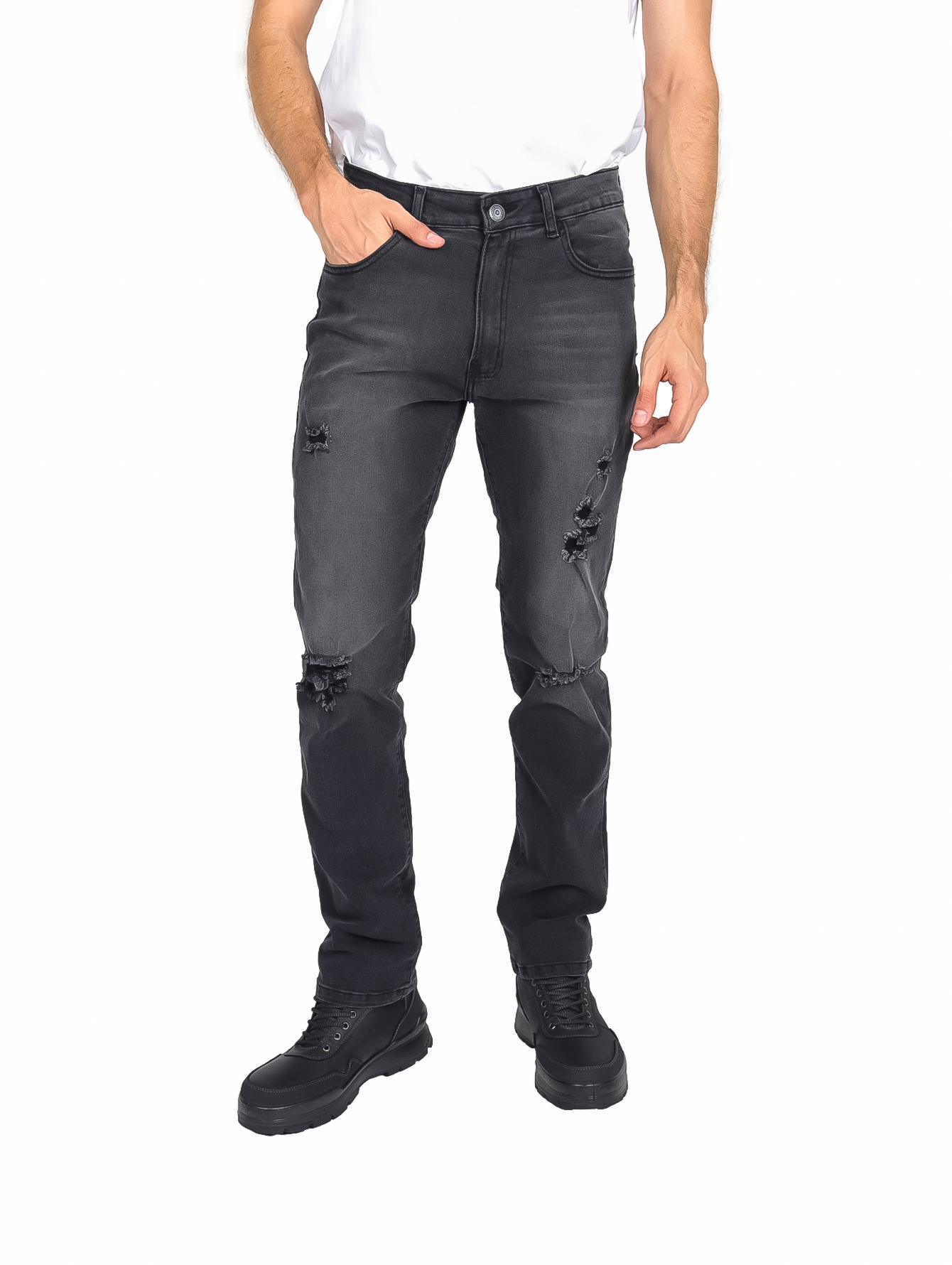 Slim Fit Pantalones Marca Tiempos Xb Jeans 394 X Bozz Negro