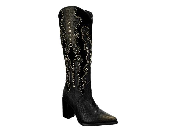 Black Boots Botas Cuadra Piton Handcrafted Blue Python Cowboy Boots
