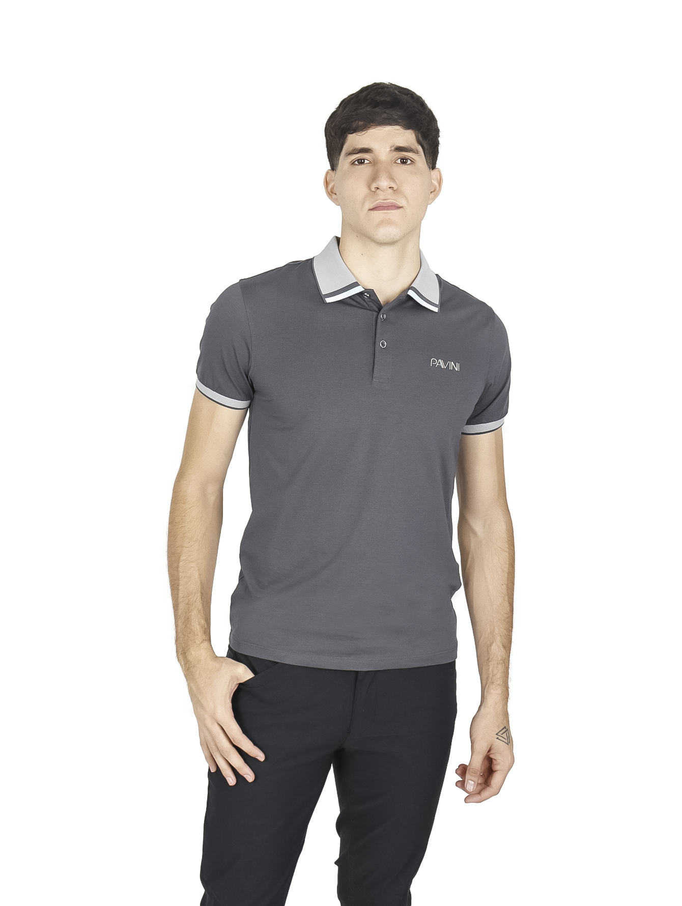 Playera Polo Polos Pavini Pavini P 2256 Charcoal Playera Polo Mc S